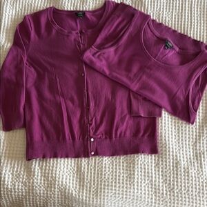 Talbots Purple Button-Up Cardigan Set